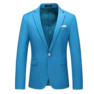 Men's Polyester Notched Collar Long Sleeve Single Button Blazers