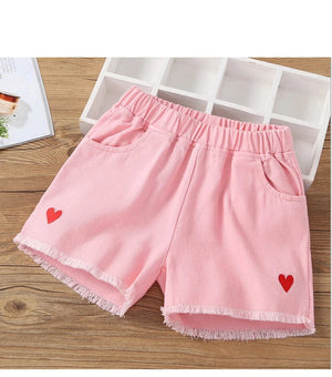 Kid's Girl Cotton Elastic Waist Closure Denim Casual Wear Shorts