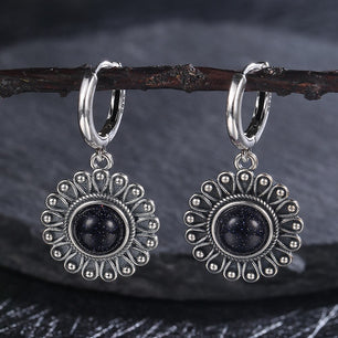 Women's Tibetan Silver Moonstone Flower Party Drop Earrings