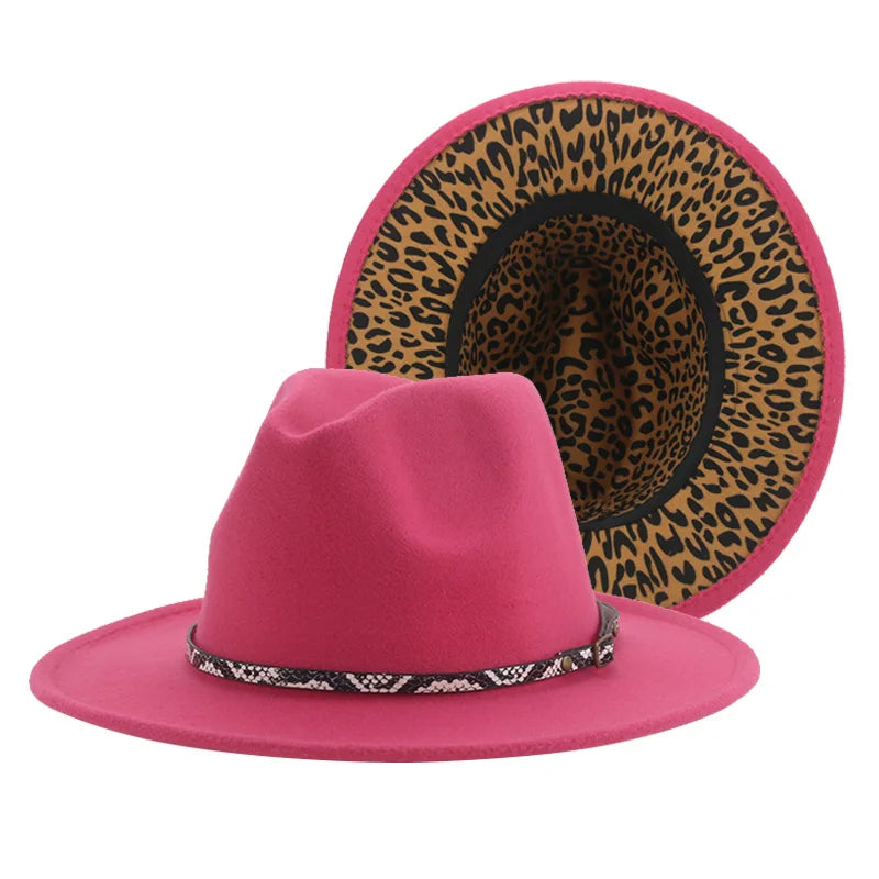 Women's Polyester Leopard Pattern Trendy Sun Protection Brim Hat