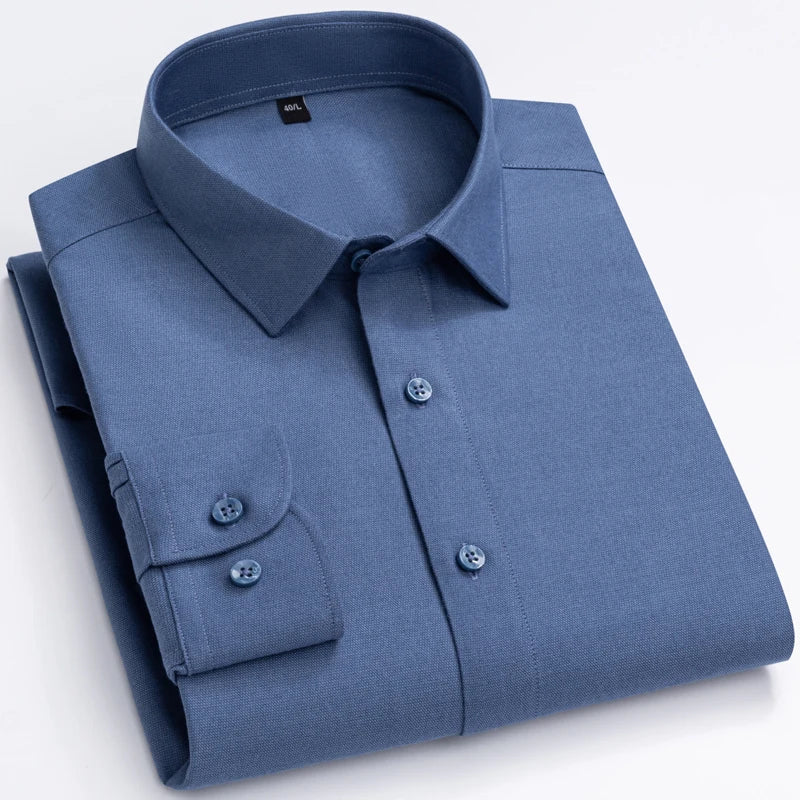 Men's Cotton Turndown Collar Long Sleeves Formal Wear Shirts