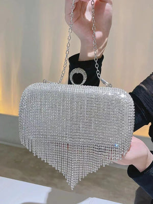 Women's PU Hasp Closure Sequined Pattern Trendy Wedding Clutch