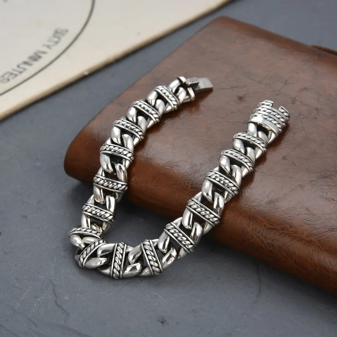 Men's 100% 925 Sterling Silver Animal Pattern Ethnic Bracelet