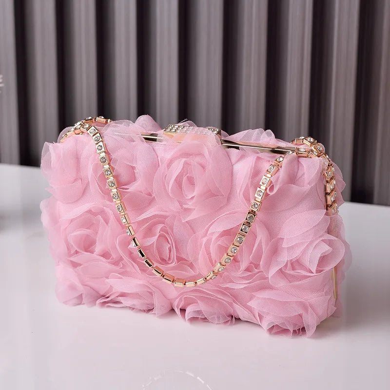 Women's Polyester Hasp Closure Floral Luxury Bridal Wedding Clutch