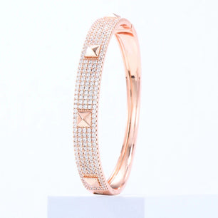 Women's Copper Cubic Zirconia Pave Setting Trendy Wedding Bracelet