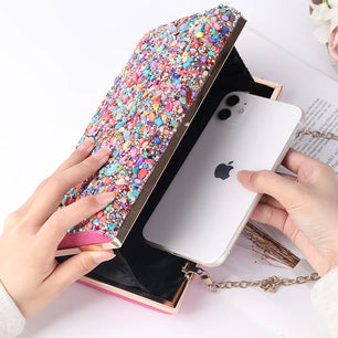 Women's Polyester Hasp Closure Sequined Pattern Wedding Clutch