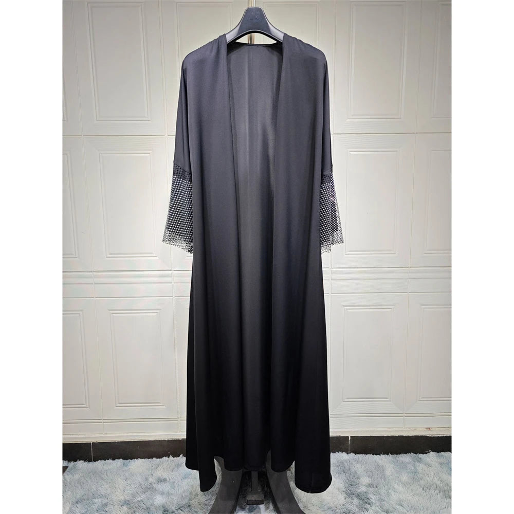 Women's Arabian Polyester Full Sleeve Rhinestone Elegant Abaya