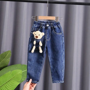 Kid's Boy Cotton Mid Waist Elastic Closure Casual Wear Trousers