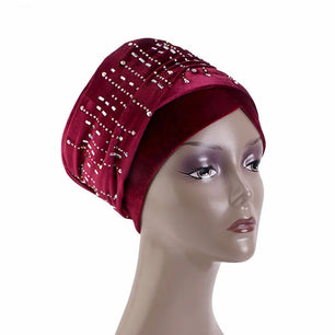 Women's Arabian Polyester Head Wrap Beaded Pattern Casual Hijabs