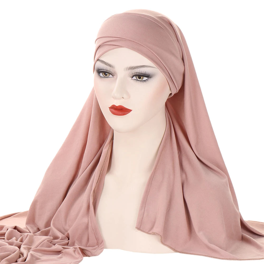 Women's Arabian Polyester Head Wrap Solid Pattern Elegant Hijabs