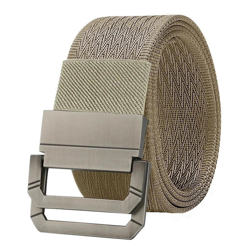 Men's Metal Double Rappelling Buckle Closure Plain Pattern Belts