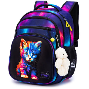 Kid's Nylon Zipper Closure Cartoon Waterproof School Backpack