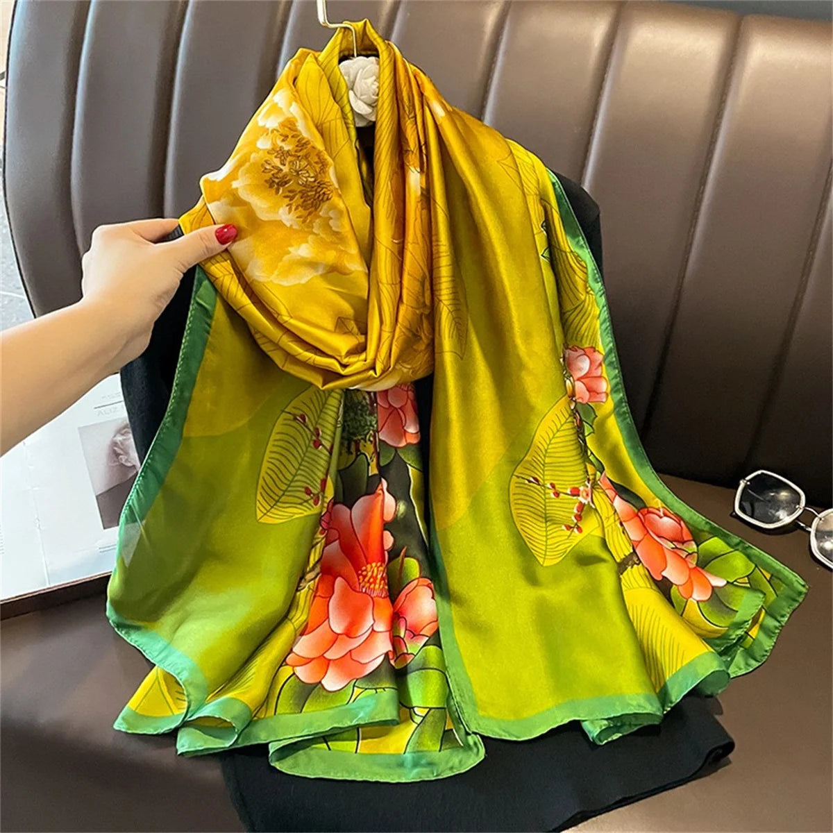 Women's Silk Neck Wrap Printed Pattern Trendy Beach Scarves