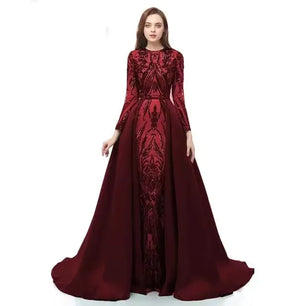 Women's Polyester O-Neck Full Sleeves Mermaid Bridal Wedding Dress