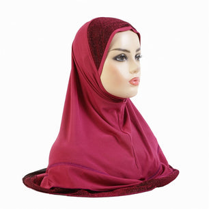 Women's Arabian Polyester Headwear Plain Pattern Casual Hijabs