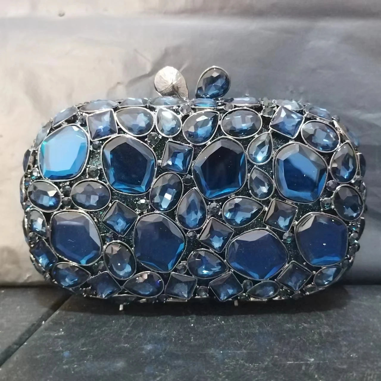 Women's Metallic Hasp Closure Rhinestone Bridal Wedding Clutch