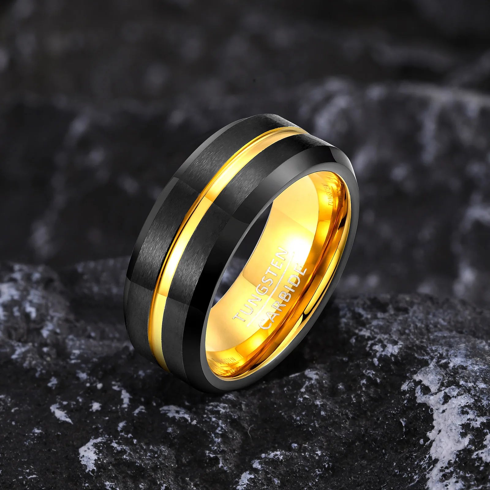 Men's Metal Tungsten Geometric Shaped Trendy Bridegroom Ring