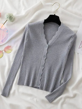 Women's Acrylic V-Neck Long Sleeves Knitted Casual Sweaters