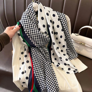 Women's Silk Neck Wrap Dotted Pattern Trendy Beach Scarves