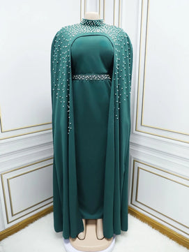 Women's Arabian Polyester Full Sleeves Rhinestone Casual Dress