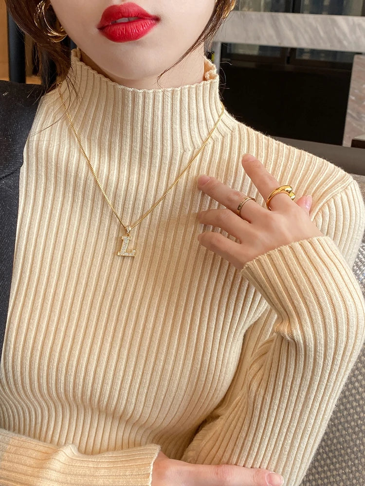 Women's Acrylic Turtleneck Full Sleeve Solid Pattern Sweater