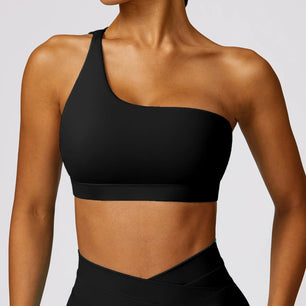 Women's Nylon One Shoulder Fitness Yoga Sport Workout Crop Top