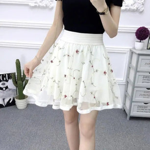 Women's Mesh High Waist Sequined Pattern Casual Wear Mini Skirts