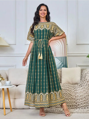 Women's Arabian Polyester Full Sleeves Embroidery Pattern Dress