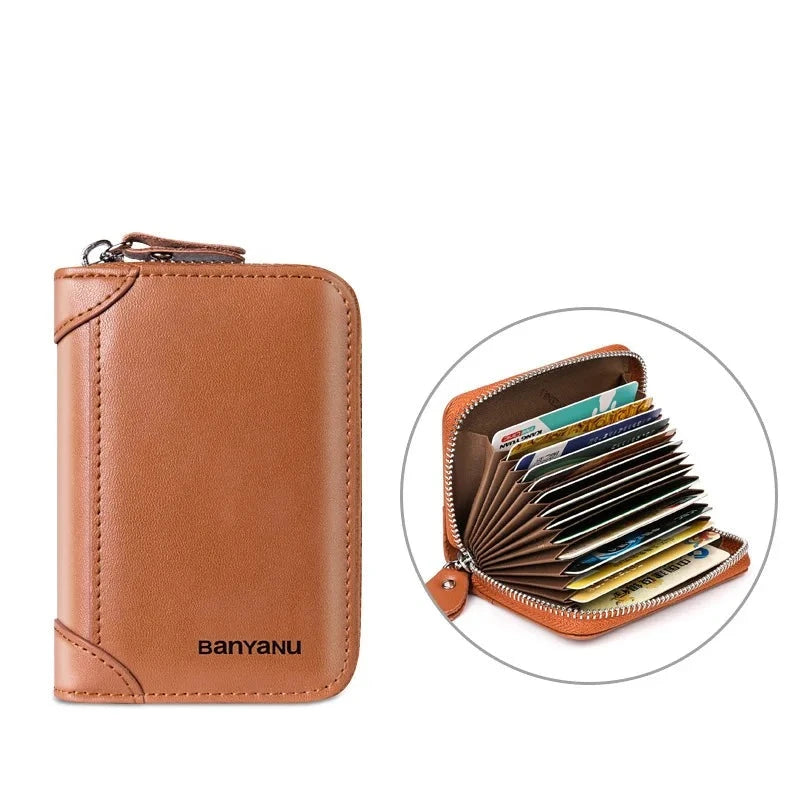 Men's Genuine Leather Letter Pattern Card Holder Trendy Wallets