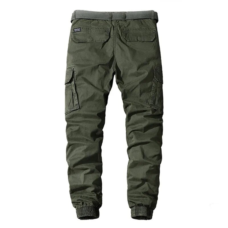 Men's Cotton Zipper Fly Closure Solid Multi-Pocket Casual Trousers