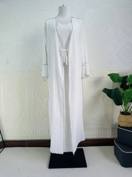 Women's Arabian Polyester Full Sleeves Solid Pattern Abaya Set
