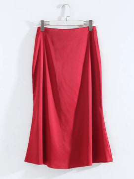 Women's Acetate High Waist Solid Pattern Casual Wear Maxi Skirts