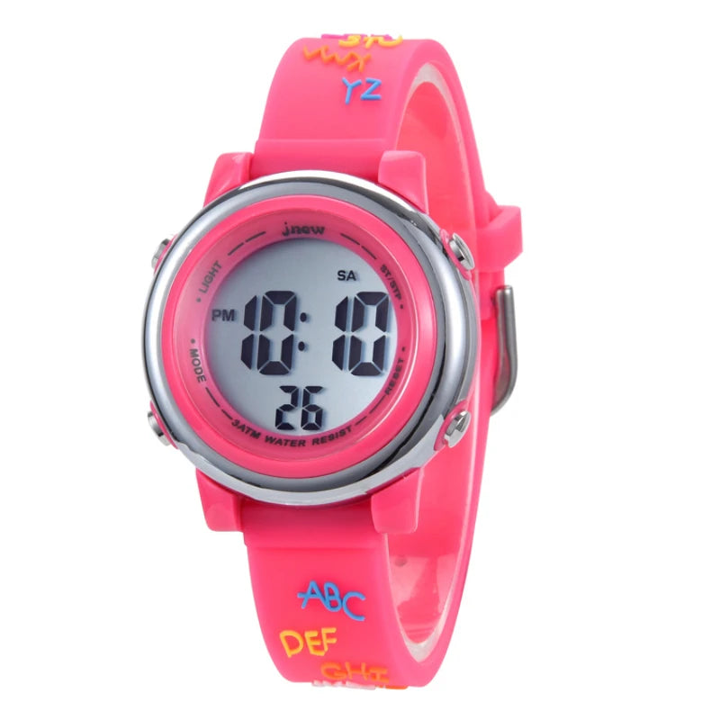 Kid's Alloy Buckle Clasp Digital Waterproof Electronic Wrist Watches