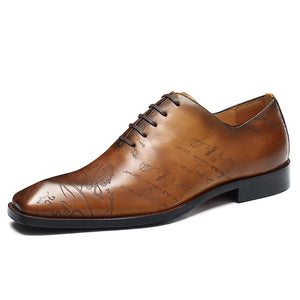 Men's Genuine Leather Pointed Toe Lace-Up Closure Formal Shoes