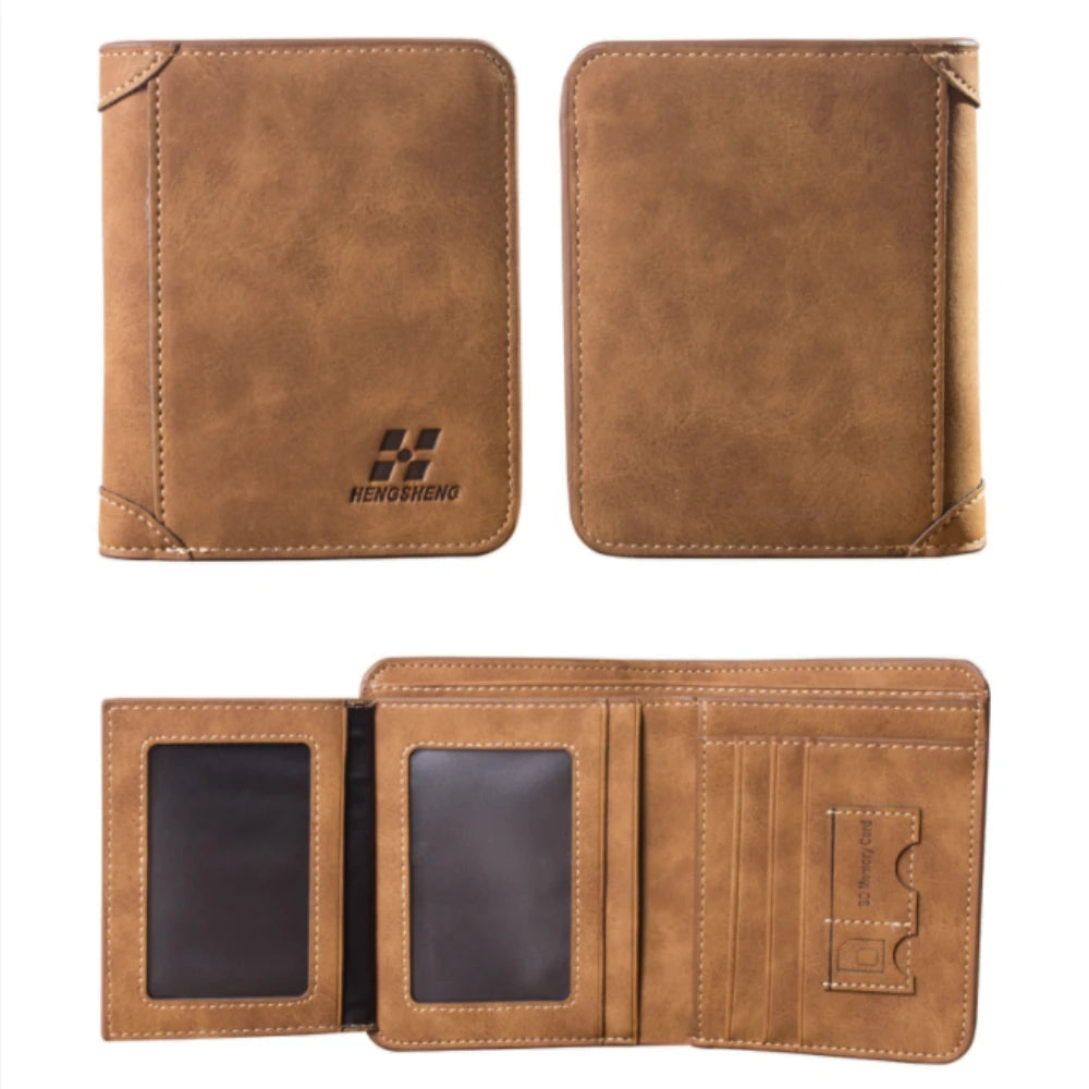 Men's Genuine Leather Card Holder Letter Pattern Trendy Wallets