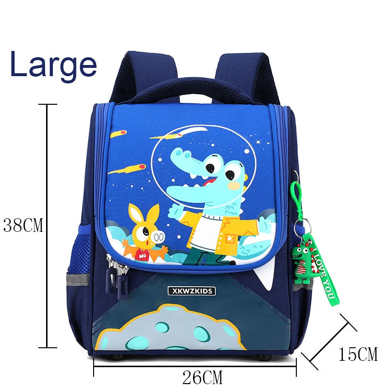 Kid's Nylon Zipper Closure Cartoon Pattern Trendy School Backpack