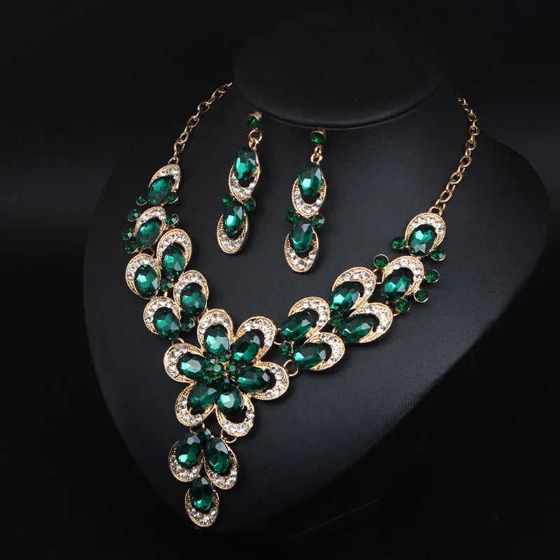 Women's Copper Alloy Crystal Flower Shaped Bridal Jewelry Set