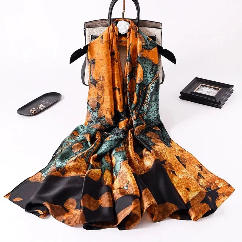 Women's Silk Neck Wrap Printed Pattern Trendy Beach Scarves