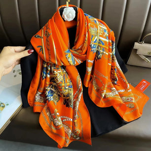 Women's Silk Neck Wrap Printed Pattern Trendy Beach Scarves