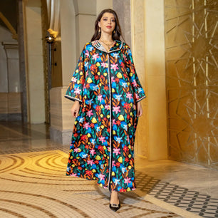 Women's Arabian Polyester Full Sleeve Printed Pattern Casual Dress