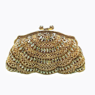 Women's Metallic Hasp Closure Rhinestone Trendy Wedding Clutch