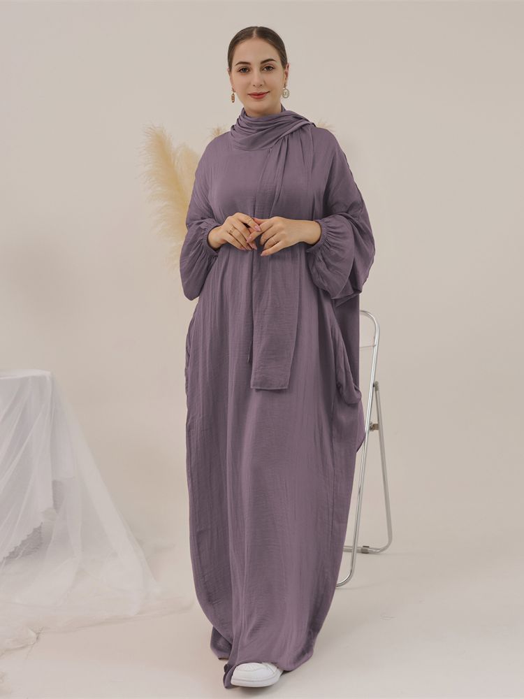 Women's Arabian Polyester Full Sleeves Solid Pattern Casual Abaya