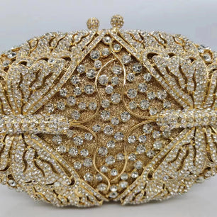 Women's Metallic Hasp Closure Rhinestone Bridal Wedding Clutch