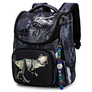 Kid's Nylon Zipper Closure Animal Pattern Trendy School Backpack