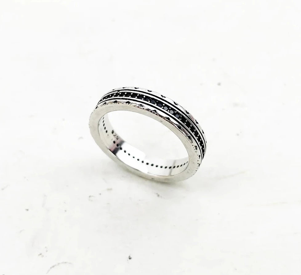Women's 100% 925 Sterling Silver Channel Setting Trendy Ring