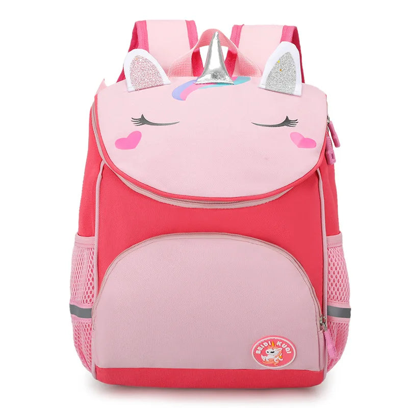 Kid's Nylon Zipper Closure Unicorn Pattern Trendy School Backpack