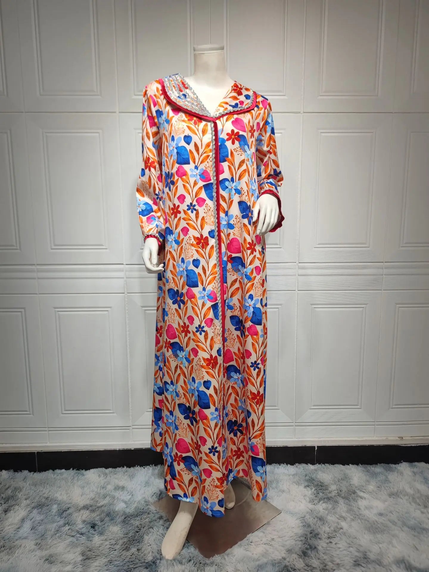 Women's Arabian Polyester Full Sleeve Printed Pattern Casual Dress