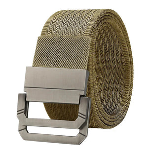 Men's Metal Double Rappelling Buckle Closure Plain Pattern Belts