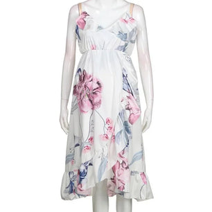 Women's Cotton V-Neck Sleeveless Floral Pattern Maternity Dress