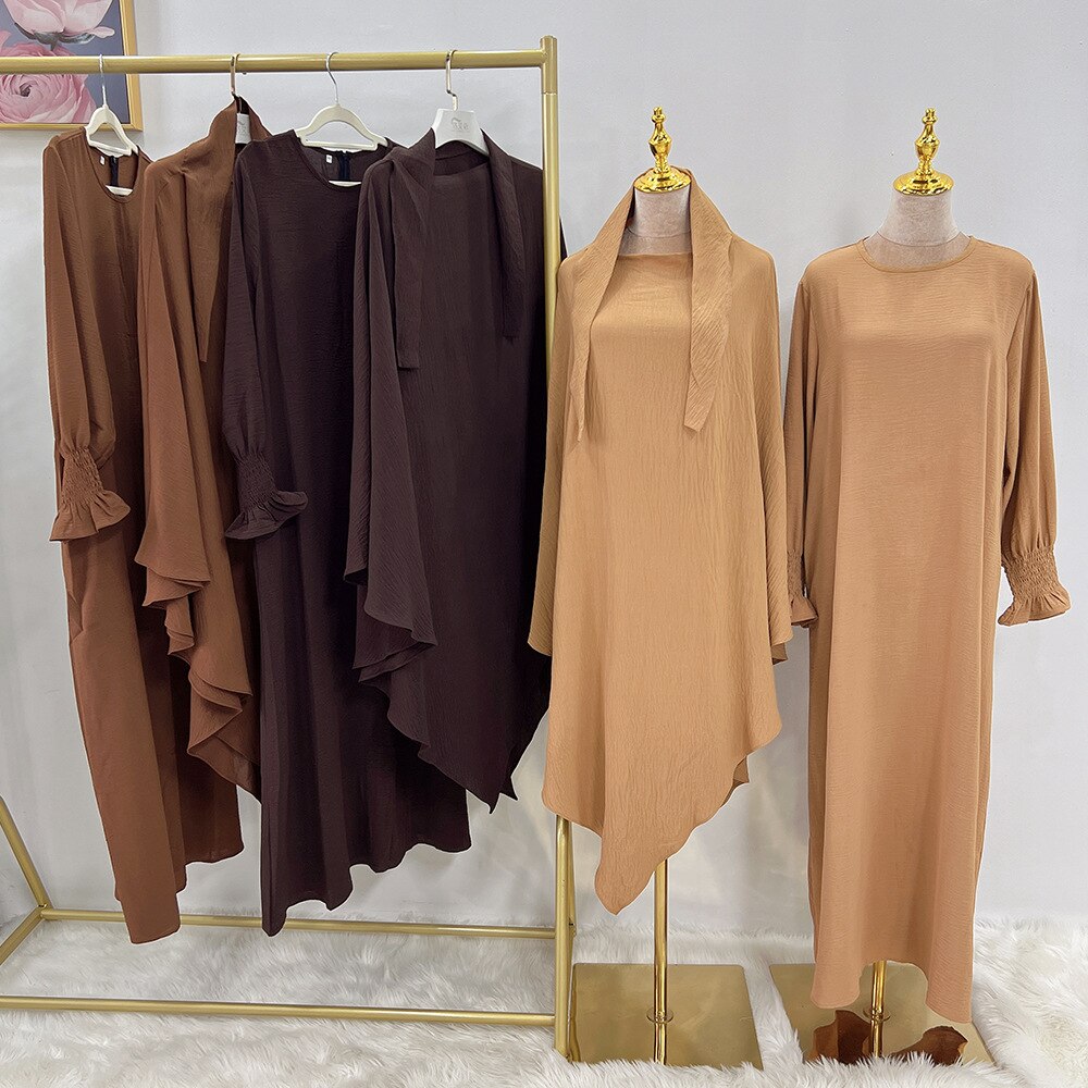 Women's Arabian Polyester Full Sleeve Two-Piece Casual Abayas